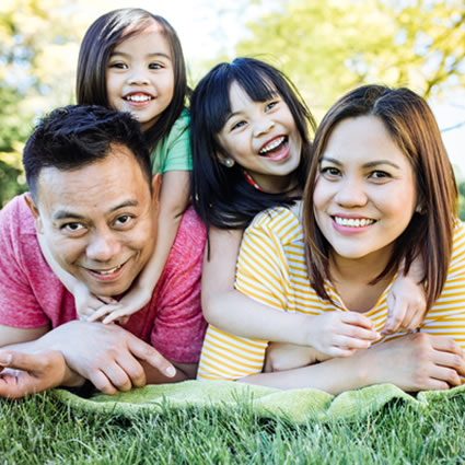 Asian family smiling