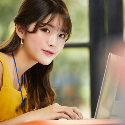 woman on computer